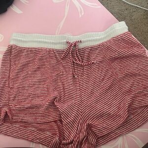 Red and White Striped Women's Shorts